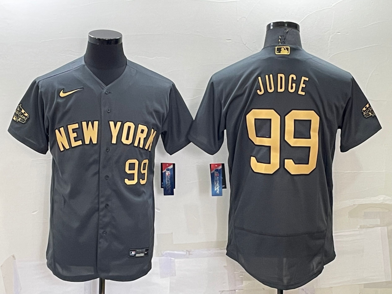 Men's New York Yankees #99 Aaron Judge 2022 All-Star Charcoal Flex Base Stitched Baseball Jersey Men's New York Yankees #99 Aaron Judge 2022 All-Star Charcoal Flex Base Stitched Baseball Jersey